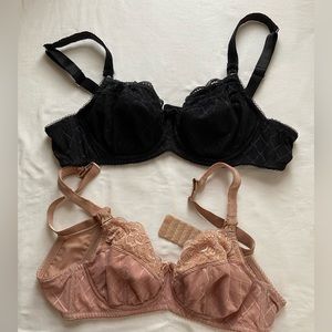 Two lightly worn Cake Lingerie Lacey Bow maternity nursing bras women’s size 34C